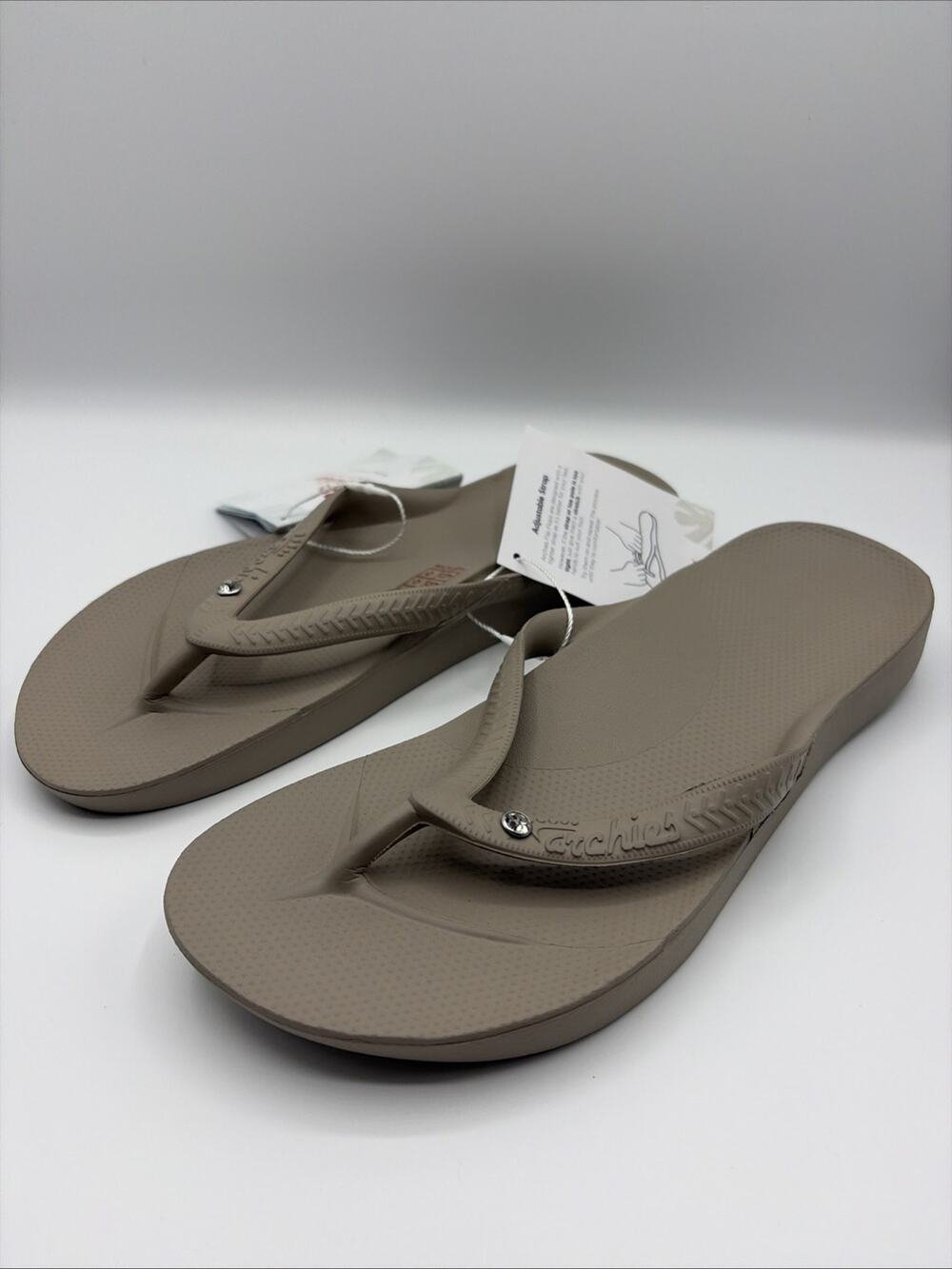 Archies Flip Flop Sandal Unisex Sz M7 W8 Gray Beige Arch Support Therapy CRYSTAL
